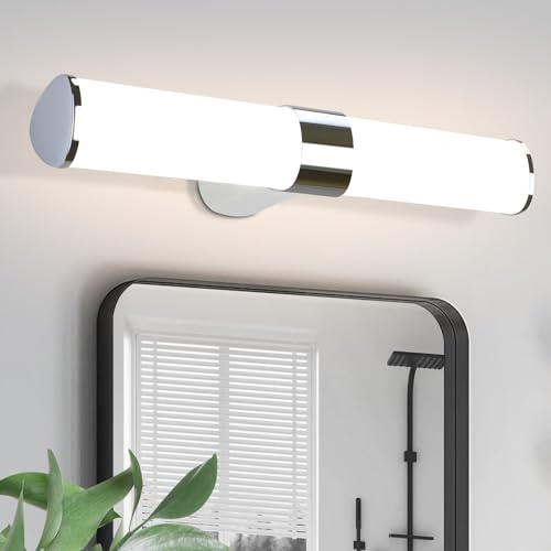 Homefire LED Spiegelleuchte Bad Spiegellampe - 8W Badlampe Wand 40CM Wandlampe Badezimmer Wasserdicht IP44 Wandleuchte Neutralweiß 4000K Chrom Badleuchte Wandmontage Modern für Keller Küche Badschrank