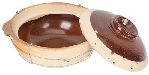 JECOMPRIS Casserole Terre Cuite avec Poignée Épaisse Marmite Traditionnelle pour Mijoter Riz Braisé et Soupes Cuisson Uniforme Au Feu de Cuisson Pot à Ragoût Maison Robuste et Pratique
