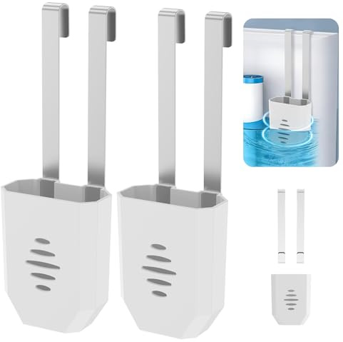 2 Pcs Toilet Tank Cleaning Tablet Holder, Hanging Toilet Bowl Bleach Cleaner Bracket with Metal Hook, Tank Tablet Organizer for Home Dormitory Hotel Blocking Dissolved Impurity
