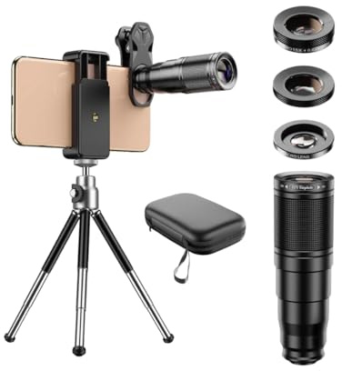 DrPhone APEX - APL6 Smartphone Lens Kit 6 en 1-22x Téléobjectif, Objectif Fisheye 205°, Objectif Grand Angle 120° et Objectif Macro 25x