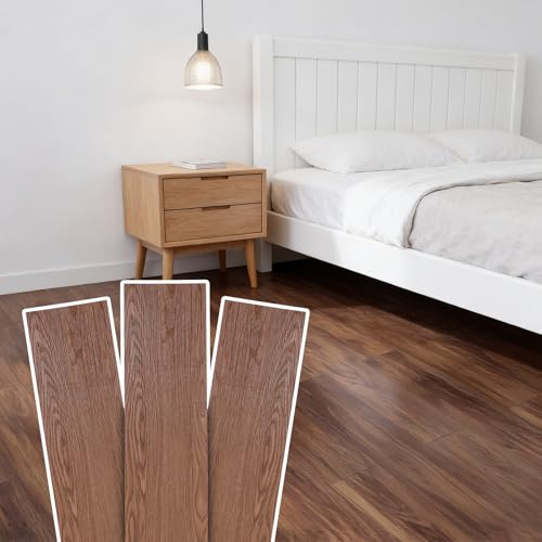 COZHYESS 36 Stück PVC Bodenbelag Selbstklebend 5.02㎡ mit Holzoptik Vinylboden Selbstklebends Dicke 2 mm Wasserdicht Bodenfliesen Selbstklebends für Küche Wohnzimmer Bodenbelag (Dunkle Eiche)