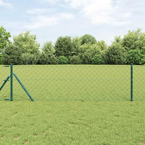 Poteau de clôture vert en acier et PVC 10 x 0,4 m, treillis 60 x 60 mm, idéal pour jardin et terrasse, clôture extérieure durable, installation facile