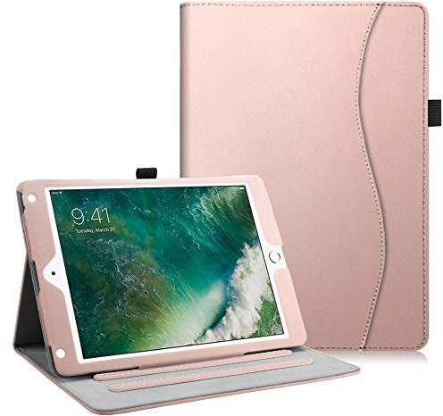 Fintie Hülle für iPad 9.7 Zoll 2018 2017 / iPad Air 2/ Air 1 - [Eckenschutz] Multi-Winkel Betrachtung Folio Stand Schutzhülle Case mit Dokumentschlitze, Auto Sleep/Wake, Roségold
