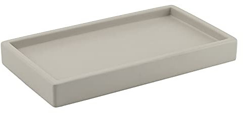 Gedy Grigio, 8X27,5X15,5 CM G-Giunone Porta Oggetti per Bagno, Misure e Peso 1,458 kg, Vassoio Decorativo in Cemento, Finiture Argento, Design R&S, 2 Anni di Garanzia