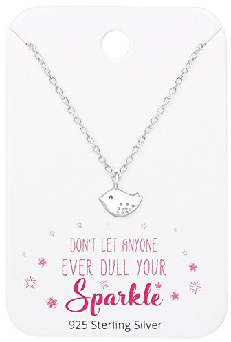 Monkimau Mädchen Halskette Vogel Anhänger aus 925 Sterling Silver echt Silber mit 45cm Kette