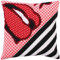 Collection d'Art 5277 Roter Lippenstift Kreuzstichkissen, Baumwolle, Mehrfarbig, 40x40cm