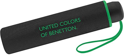 United Colors of Benetton Mini-Regenschirm für Damen, 8 Speichen, 95 cm Durchmesser, Schwarz (Schwarz) -