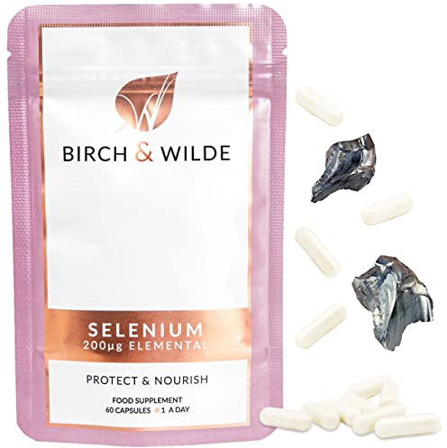 Organic Selenium Supplements 200 mcg Vegan Capsules for Immune System & Thyroid - Hair & Nails Supplements for Women & Men | 60 Count (2 Month Supply)