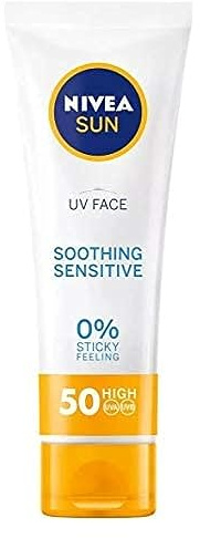 Nivea Sun UV Face Sensitive Soothing UVA/UVB, 0% sticky skin feeling sunscreen protection SPF50+, 50ml
