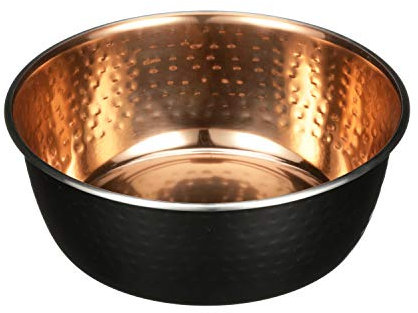 Neater Pet Brands Hammered Black Pet Bowl with Copper Finish Interior - Deluxe Luxury Style Dog Bowl (Large)
