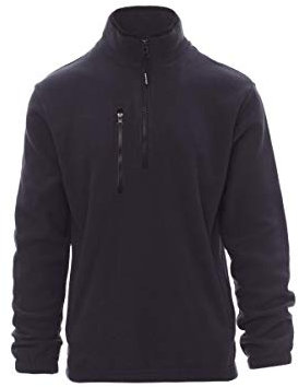 PAYPER Pirenei Felpa Pile da Lavoro Uomo Donna 100% Poliestere Mezza Chiusura Zip Elastici stringi Polso Tasca Frontale Blu Navy (L)