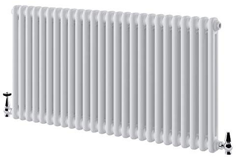 The Bath People 82062 Utopia Traditional Mild Steel Double Panel Column Horizontal Radiator 600 x 1090 – White