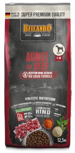 BELCANDO Adult GF Beef [12,5 kg] getreidefreies Hundefutter | Trockenfutter ohne Getreide mit Rind | Alleinfuttermittel für ausgewachsene Hunde ab 1 Jahr