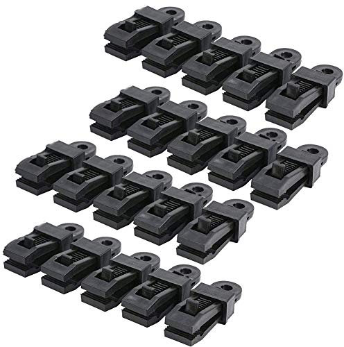 GOODGDN Tent Clip, Tarpaulin Clips, Pack of 20 tarp Clips, Tarpaulin Holder, Black clamp, Crocodile Clips, clamp for Outdoor Activities, Picnic awnings, caravans, tarpaulins, Sleeping Bag