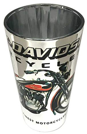 Harley-Davidson Verre à motif de moto vintage chromé avec logo Bar&Shield sérigraphié Passe au lave-vaisselle