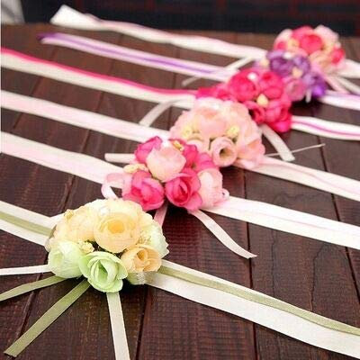 Jieddey Handgelenk Corsage,5er Pack Rose Blumenarmband Handgelenk Blumen Armband für Mädchen Braut Brautjungfer Hochzeit Dekor Blumenstrauß Dekoration 8cm