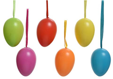 Decoris Ostereier zum Aufhängen 6cm x 6 Stück bunt Mix Kunststoff Hängedeko Osterdeko