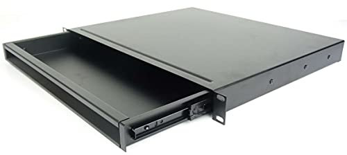 Adam Hall PROFI 1 HE ERGO 19 Rackschublade 874E01 Stahl, schwarz, Rack Schublade (1 HE ERGO Stahl Rackschublade)