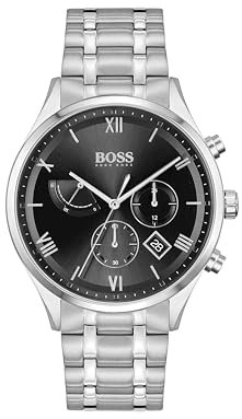 BOSS Chronograph Quarz Uhr für Herren Kollektion Gallant mit Silbernes Edelstahlarmband - 1513891