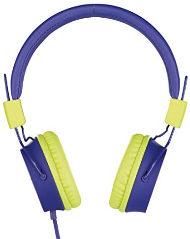 Thomson 132504 Kopfhörer Kinder (85dB Lautstärkebegrenzung, faltbar, einstellbarer Kopfbügel, weich gepolstert, 1,2 m Kabel, Kinderkopfhörer für Schule, Auto, Reise, Doppelstecker für gemeinsames Hören) blau