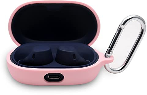 Silicone Case for Jabra Elite 7 Pro/Elite 7 Active in-Ear Bluetooth Earbuds, KJGLRSQH Premium Soft Skin Cover Shock-Absorbing,Anti-Scratch Protective Case with Keychain (Pink)