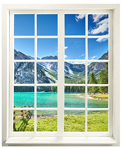 Wandtattoo - Fenster mit Aussicht See Turkis 99 x 120 cm (BxH) - Wandaufkleber - Wandsticker