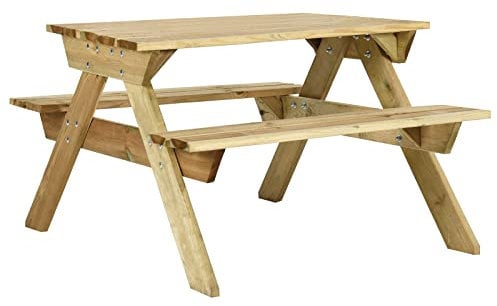 vidaXL Kiefernholz Imprägniert Picknicktisch mit Bänken Sitzgruppe Gartenbank Biertisch Sitzbank Sitzgarnitur Gartentisch Festzeltgarnitur 110x123x73cm