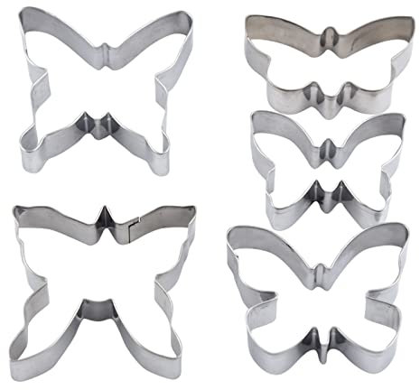 YUGHGH Osterkranz Backform Schmetterlingsform 5 schmetterlingsförmige Edelstahl-Metall-Messerform langlebige Antihaft-Kuchenform Nüsse Backform (Colour, One Size)