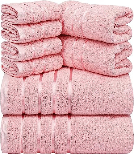 Utopia Towels - Ensemble de 8 Serviettes de Luxe 2 Serviettes de Bain 2 essuie-Mains et 4 débarbouillettes Ensemble de Serviettes très absorbantes filé à l'anneau (Rose poussiéreux)