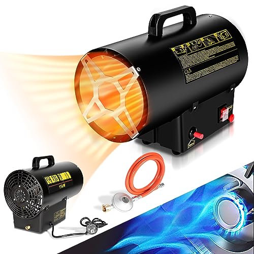 Tubiaz 15KW Edelstahl Gasheizgebläse Gasheizer Heizkanone Gasofen Gasheizofen inkl. 1,09 kg/h Gas Verbrauch und 320 m³/h Luftdurchsatz, Gas Heizung, Heizlüfter