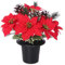 Fleurs de Noël pour tombe | Poinsettia de Noël | Vase de cimetière | Pot de fleurs artificielles pour tombes | Convient pour une utilisation en intérieur et en extérieur | (cône de poinsettia et houx)