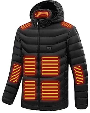 Giubbotto Riscaldato Uomo Moto Sci con Batteria Piumino Pile Manica Lunga Invernale Giubbotto Riscaldato Cappotto Elettrico Termica Trapuntato Giacca Riscaldata Giubbino USB Lavoro