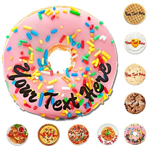 Aokizkdzsw Custom Funny Runde Donut Decke mit Namen und Text, personalisierte Neuheit Geschenke werfen Lebensmittel Decke, personalisierte Soft-Wrap-Decken für Erwachsene und Kinder oder Jugendliche