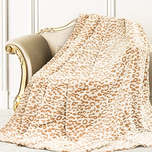 Gepardendecke, Fleecedecke, Leopardenmuster, Braun, Bett, Leoparden-Überwurf, weiche Couch, Sofa, gemütliche, warme Überwurfdecken und Überwürfe, Plüsch, Schlafzimmerdekoration, 127x152.4 cm