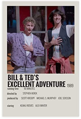 HDTS Classic Movie Bill And Ted's Excellent Adventure Vintage Leinwand Poster Schlafzimmer Dekor Sport Landschaft Büro Zimmer Dekor Geschenk Rahmen: 30 x 45 cm