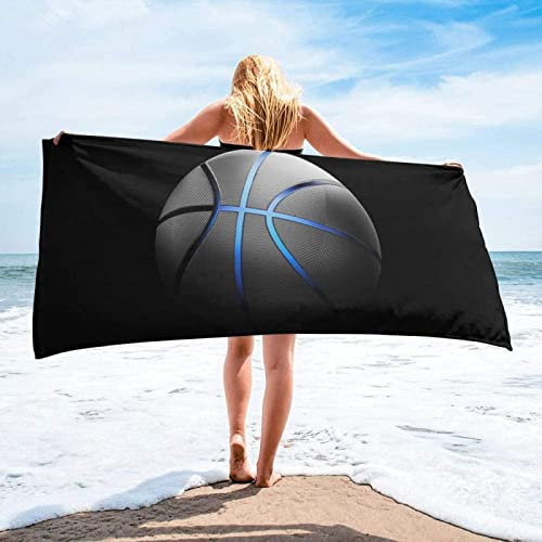KATATI Basketball Strandtuch 90x180 cm, Weich Schnell Trocknen Microfaser Handtücher, 3D Strandhandtuch Basketball Badetuch Strandlaken Handtuch, Herren Frauen Badetücher