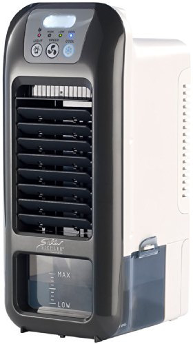 Sichler Haushaltsgeräte Luftkühler Camping: Mobiler Akku-Verdunstungs-Luftkühler mit LED-Licht (Versandrückläufer) (Akkuventilator &, mit Wasserverdunster, Mini)