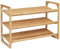 HOMCOM Étagère à Chaussures à 3 Niveaux Porte-Chaussures en Bambou Rangement de Chaussures 9 Paires de Chaussures pour entrée Chambre Salon 76 x 33 x 51 cm Naturel