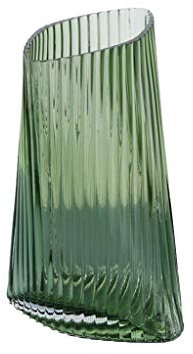 CAZARU Vases Transparent Vert Vase en Verre Salon Maison Table Basse Chambre Étude Bureau Décoration Creative Rayé Vase Décoratif Fleur Vase