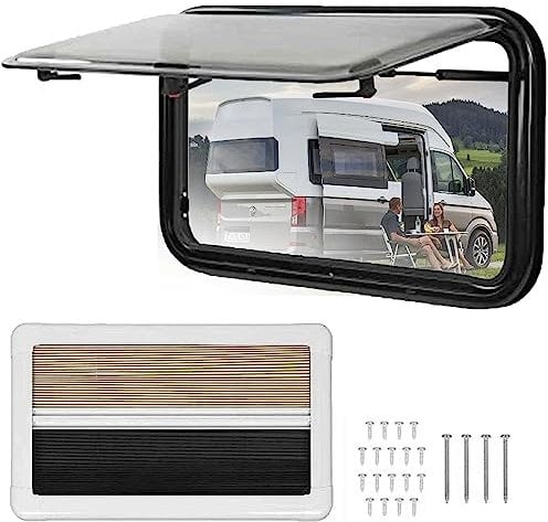 Wohnmobil-Fenster, Wohnmobil-Fenster mit Sichtschutz und Sonnenschutz, Ersatz für Wohnwagen, Wohnmobil, Anhänger, externes Push-Top-Fenster, Wohnmobil-Ausstiegsfenster, Entlüftungsluke,600*600mm
