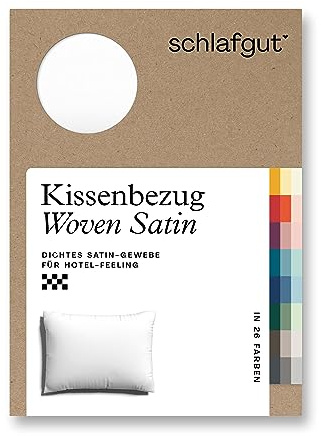 schlafgut Woven Satin Kissenbezug 60x80 cm Full-White Uni in Premium Hotelqualität, Kopfkissenbezug einzeln mit 100% weicher Baumwolle