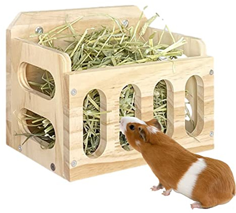Fukamou Râtelier en Bois pour Lapin, Cochon d’in et Petits Compagnons