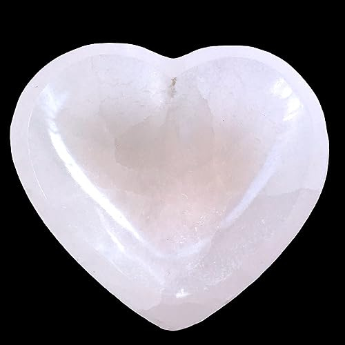 Steinfixx® Echte Selenit Ladeschale Herz schwere Ausführung 300 Gramm | 10x10cm | zum Aufladen Ihrer Edelsteine | Dekoration