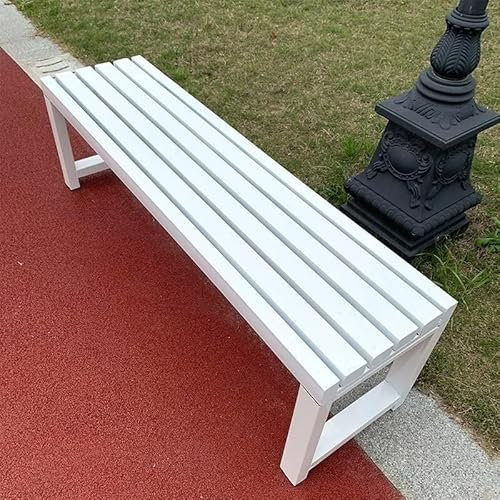 UWAHU Gartenbank Modern, 3 Sitzer, Weiß, 120 cm, Legierter Stahl