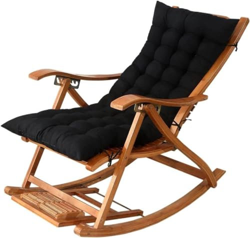 ZORZA Gartenstuhlauflagen Hochlehner,Stuhlkissen Sitzkissen und Rückenkissen,Verdicktes, Hochlehner Auflage,für Schaukelstuhl Gartenmöbel Indoor Outdoor,Schwarz,48 * 120cm