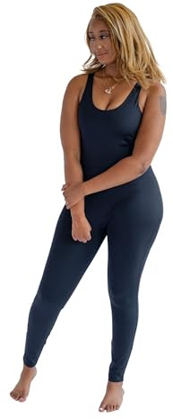 Girlfriend Collective Women's Sports Jumpsuit, Racerback and Short Leggings, V-neck Yoga Sportswear