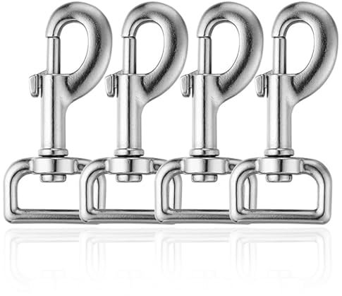 4 Stück Karabiner mit Drehgelenk, Silber Haken mit Drehgelenk, Karabiner, Haken mit Drehgelenk, für Hundehalsband, für Hundehalsband Eimer Hängematte Pferd Tack