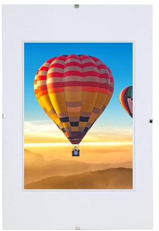 KM FOTO Rahmenlose Bildhalter Glasbildhalter Bilderrahmen Cliprahmen Acrylglas Fotopräsentation: Größe: 20x20