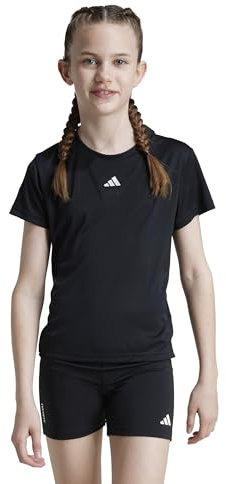 adidas Girl's Train Essentials Regular Fit Logo Training T-Shirt Junior Girls, Black/White, 5-6 Years