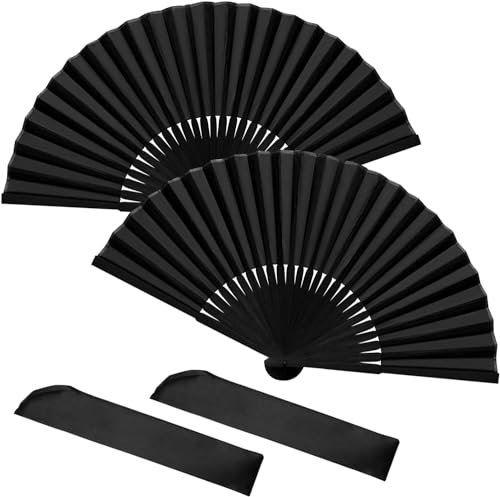 Eventail à Main Pliable en Deux Parties, Eventail Chinois Noir, Eventail à Main Pliable Vintage Eventail Chinois, Fête, Cadeau de Mariage, Décoration DIY, Décoration de la Maison